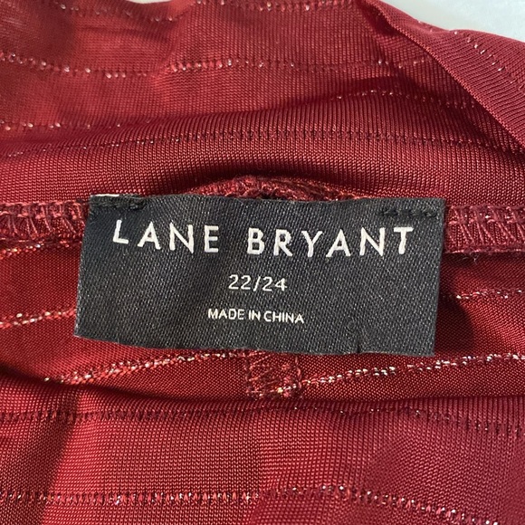 Lane Bryant Burgundy Sparkle Mock Neck Peplum Top Size 22/24 - Picture 3 of 8